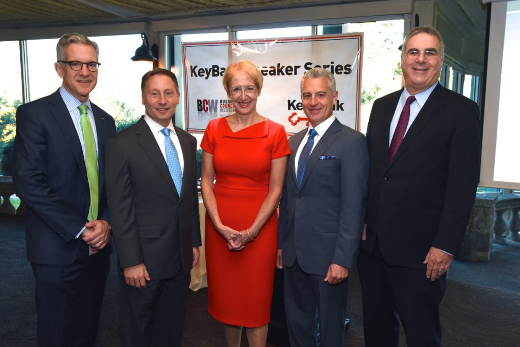 L to R: Joseph Markey, Market President and Commercial Banking Sales Leader, KeyBank; Westchester County Executive Rob Astornio; BCW President and CEO Marsha Gordon; BCW Board Chairman Tony Justic; BCW Executive Vice President and COO John Ravitz.